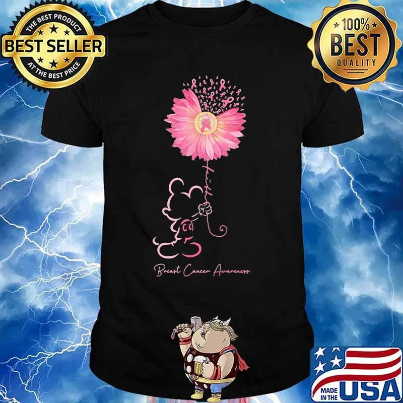 Mickey mouse holding sunflower breast cancer awareness shirt