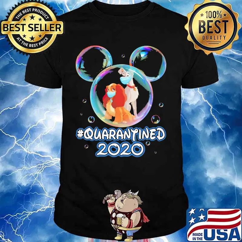 Mickey mouse lady and the tramp wear mask quarantined 2020 shirt