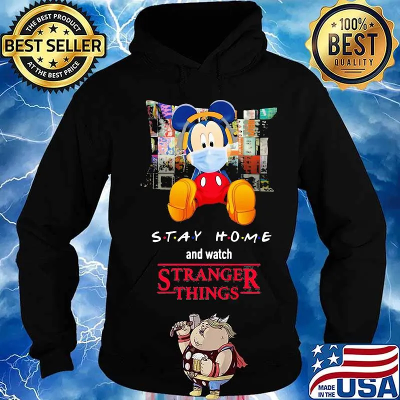 Mickey mouse mask stay home and watch stranger things s Hoodie