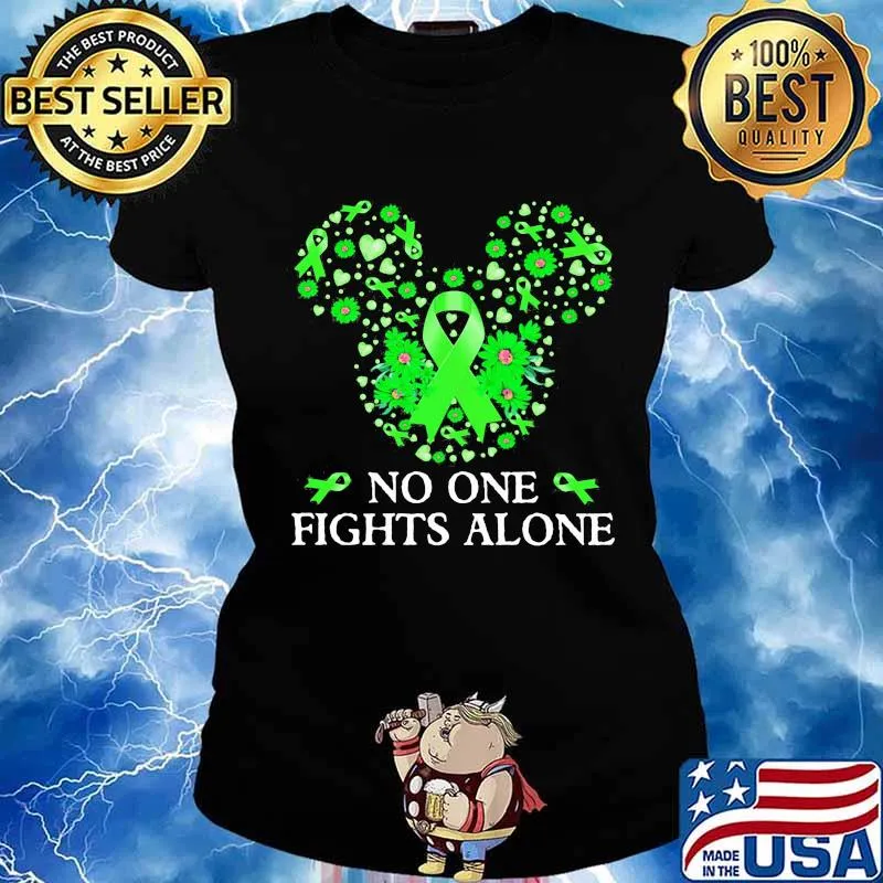 Mickey mouse no one fights alone flowers hearts s Ladies tee