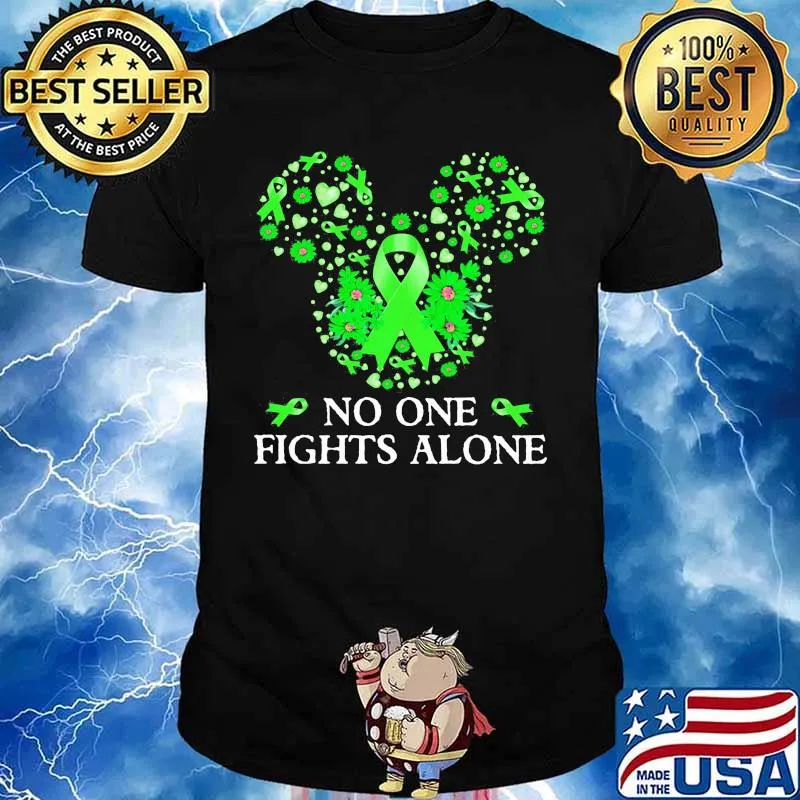 Mickey mouse no one fights alone flowers hearts shirt