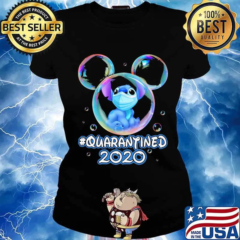 Mickey mouse stitch wear mask quarantined 2020 s Ladies tee