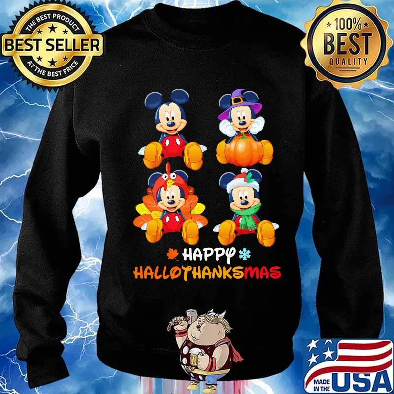 Mickey mouse witch happy hallothanksmas halloween thanksgiving christmas s Sweater