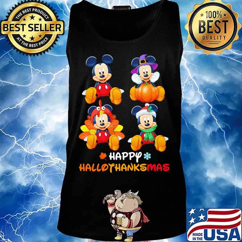 Mickey mouse witch happy hallothanksmas halloween thanksgiving christmas s Tank top
