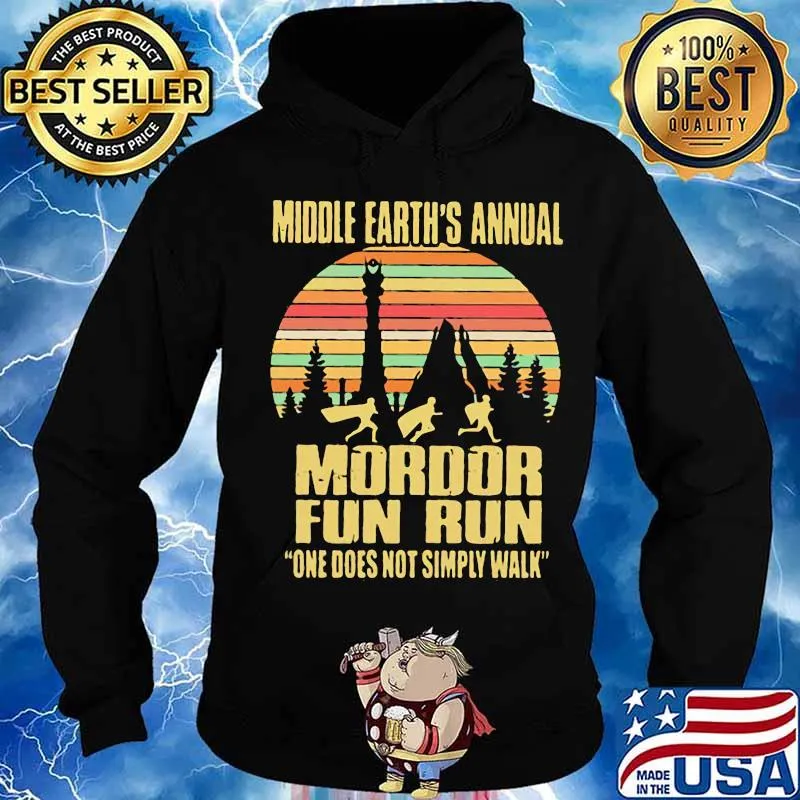 Middle earth's annual mordor fun run one does not simply walk vintage retro s Hoodie