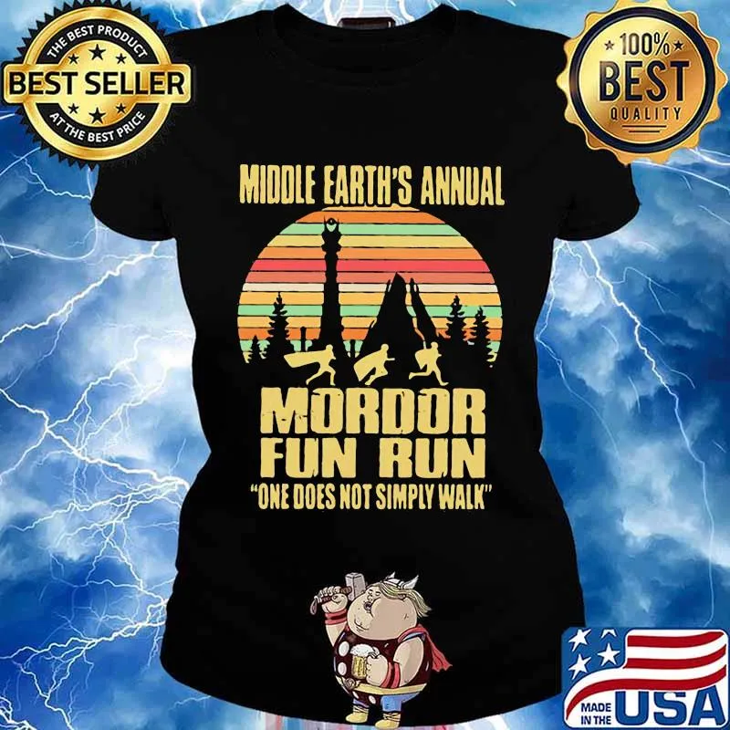 Middle earth's annual mordor fun run one does not simply walk vintage retro s Ladies tee
