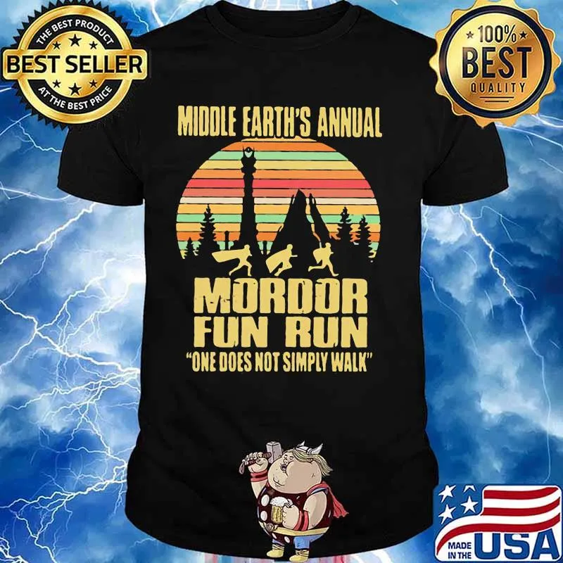 Middle earth's annual mordor fun run one does not simply walk vintage retro shirt