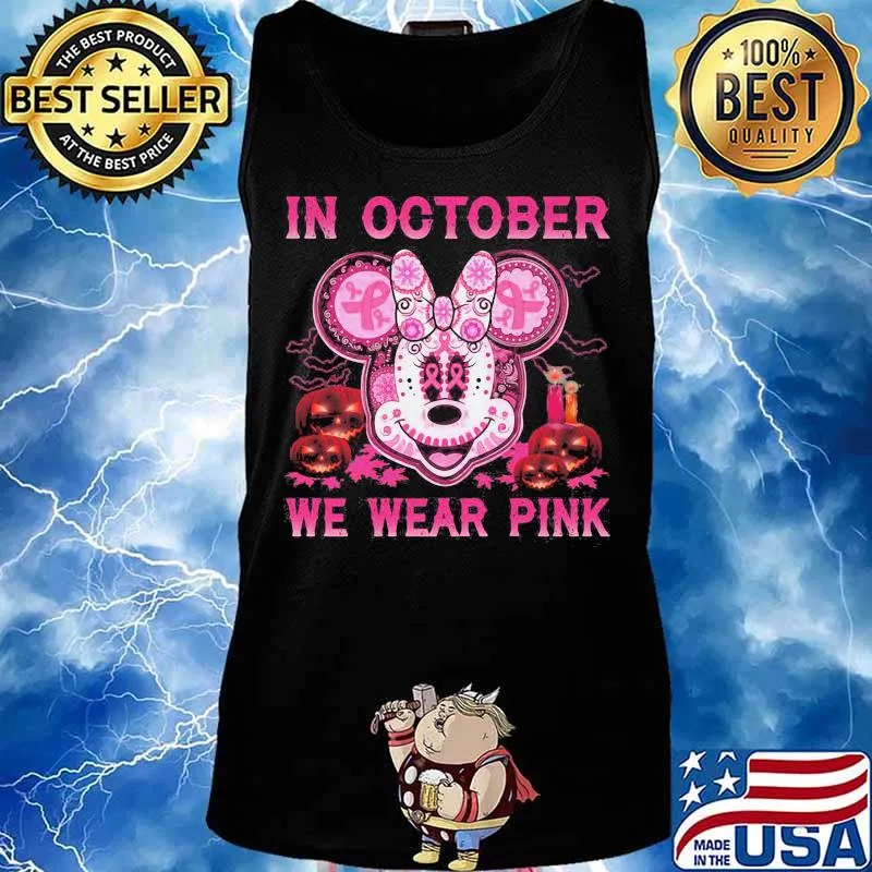 Minnie mouse in october we wear pink breast cancer awareness s Tank top