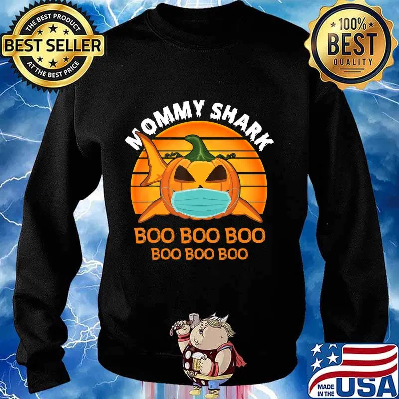 Mommy Shark Boo Boo Shirt Pumpkin Halloween Mother Gift T-Shirt Sweater