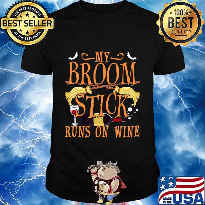 My Broomstick Runs on Wine Halloween T-Shirt