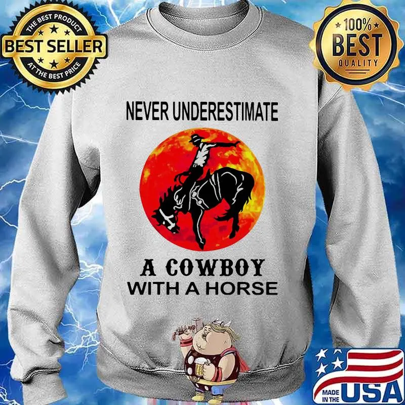 Never underestimate a cowboy with a horse moon blood halloween s Sweater
