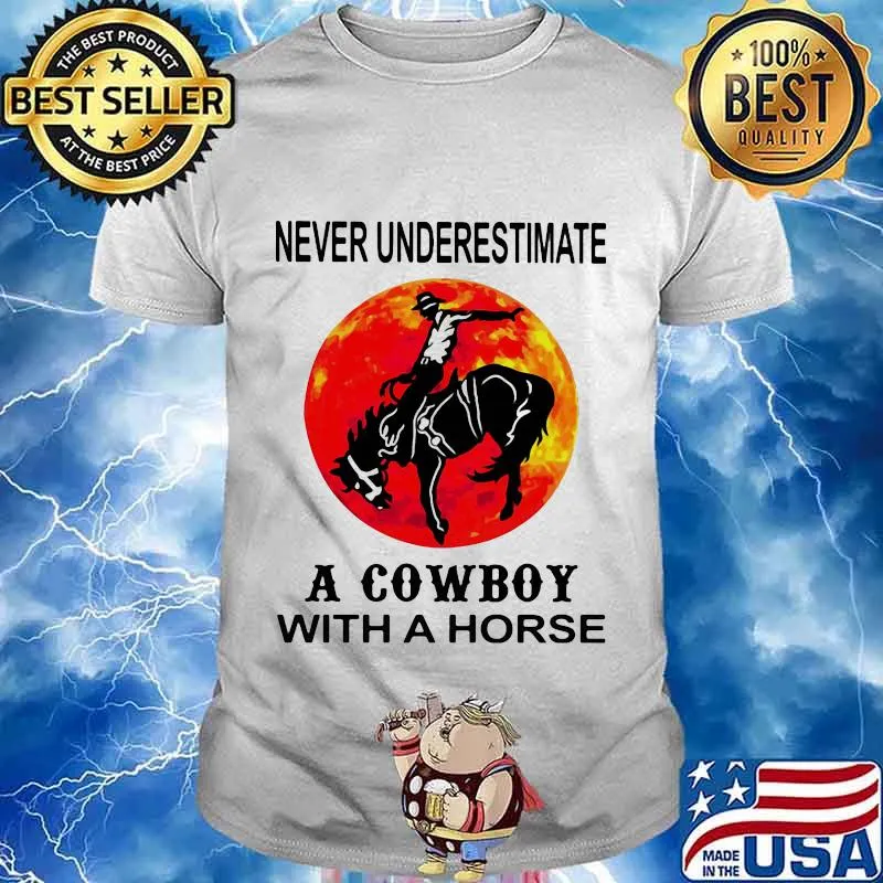 Never underestimate a cowboy with a horse moon blood halloween shirt