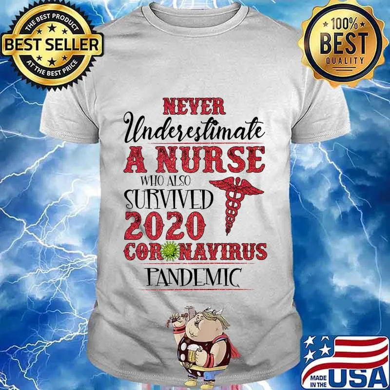 Never underestimate a nurse who also survived 2020 coronavirus pandemic shirt