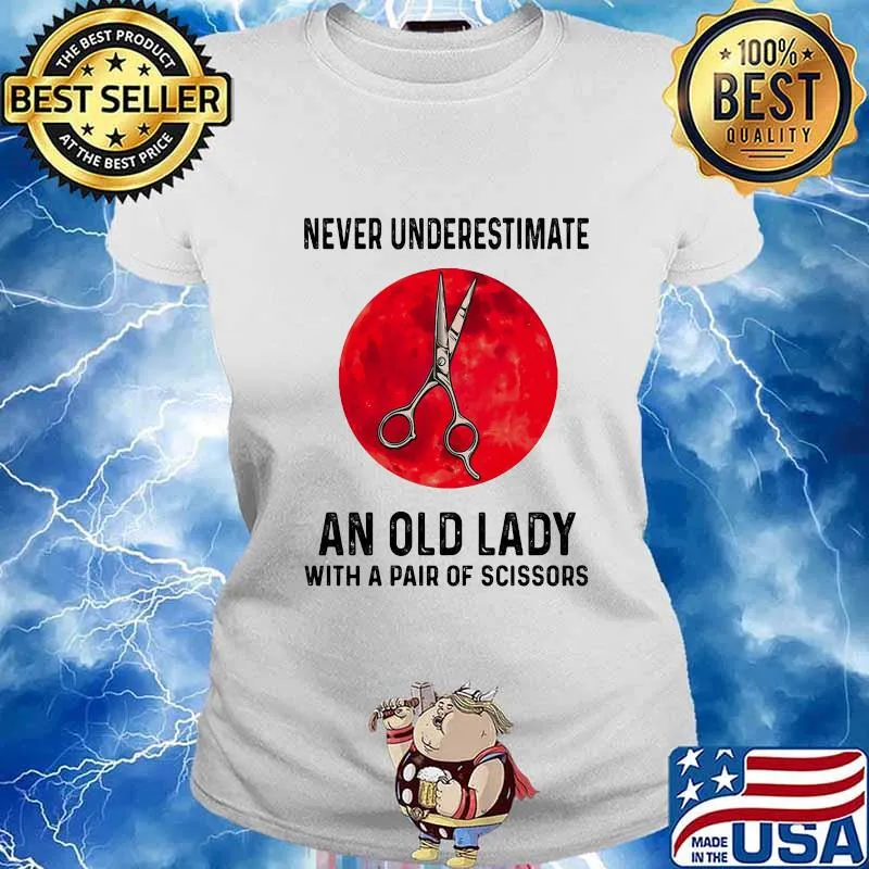 Never Underestimate An Old Lady With A Pair Of Scissors Blood Moon Shirt Ladies tee