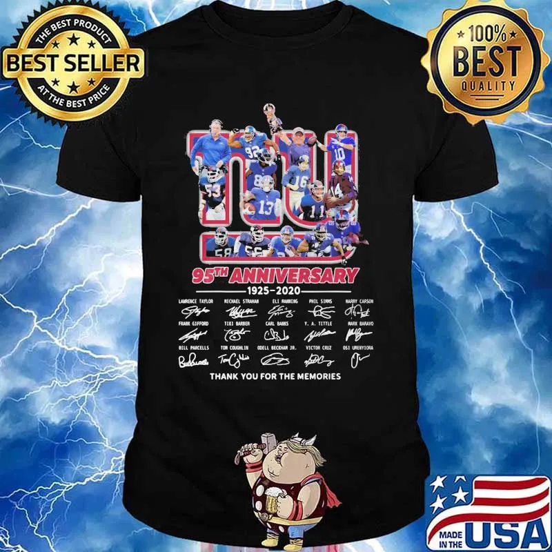 New york giants 95th anniversary 1925 2020 thank for the memories signatures shirt