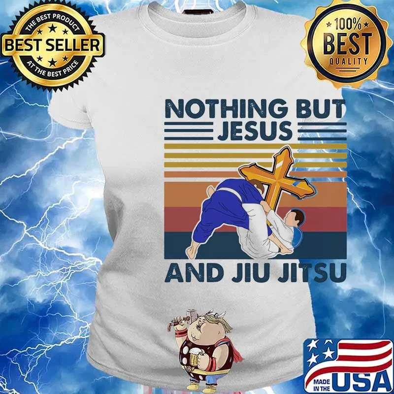 Nothing but jesus and jiu jitsu vintage retro s Ladies tee