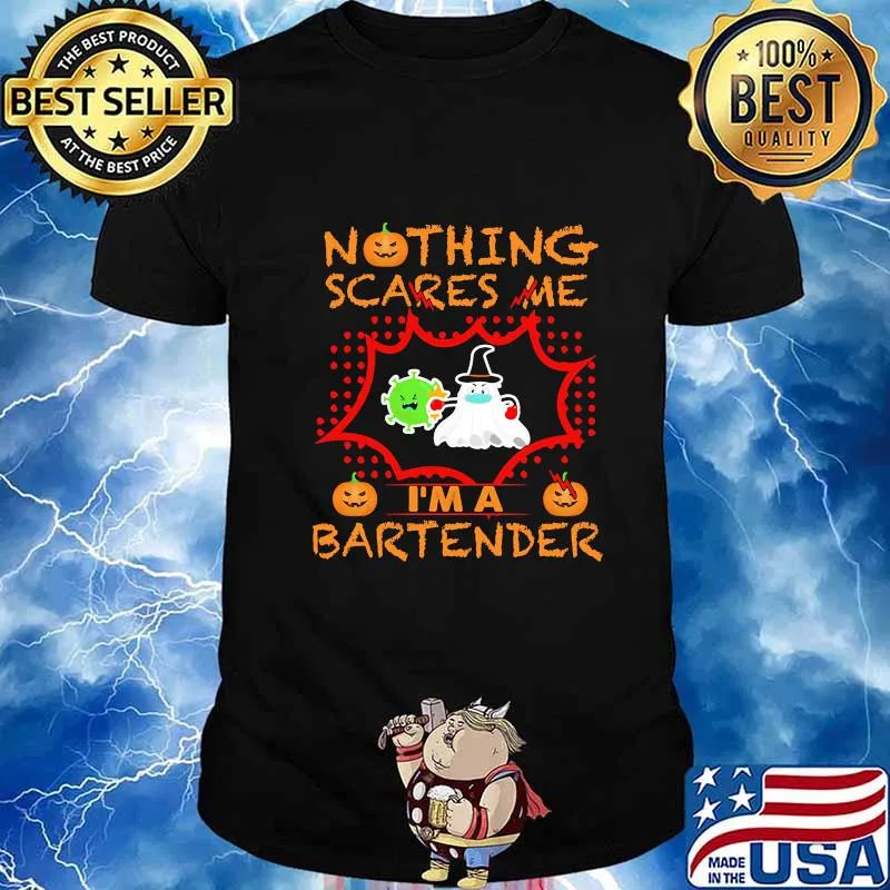 Nothing Scares Me I'm A Bartender Coronavirus Pumpkin Halloween Shirt