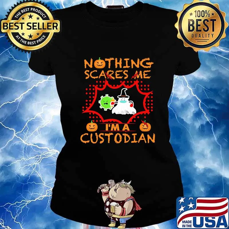 Nothing Scares Me I'm A Custodian Coronavirus Pumpkin Halloween Shirt Ladies tee