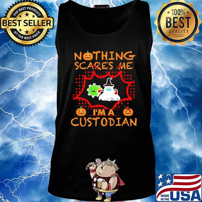 Nothing Scares Me I'm A Custodian Coronavirus Pumpkin Halloween Shirt Tank top