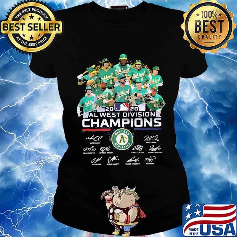 Oakland athletics 2020 al west division champions players signatures s Ladies tee