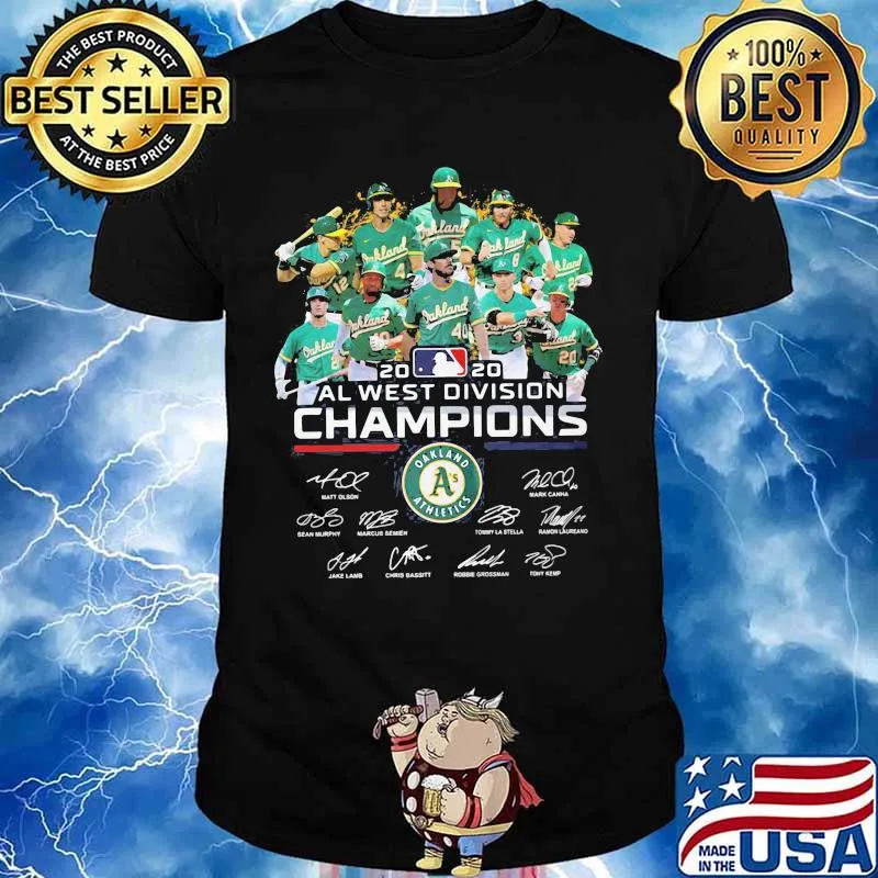 Oakland athletics 2020 al west division champions players signatures shirt