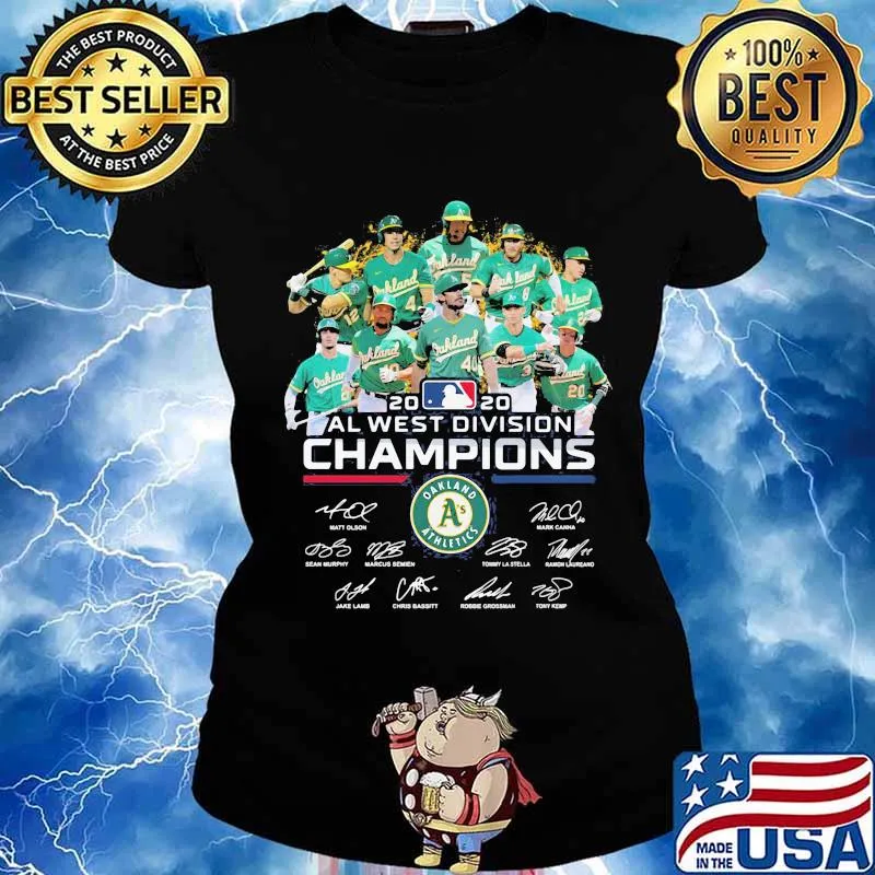 Oakland athletics 2020 al west division champions signatures s Ladies tee