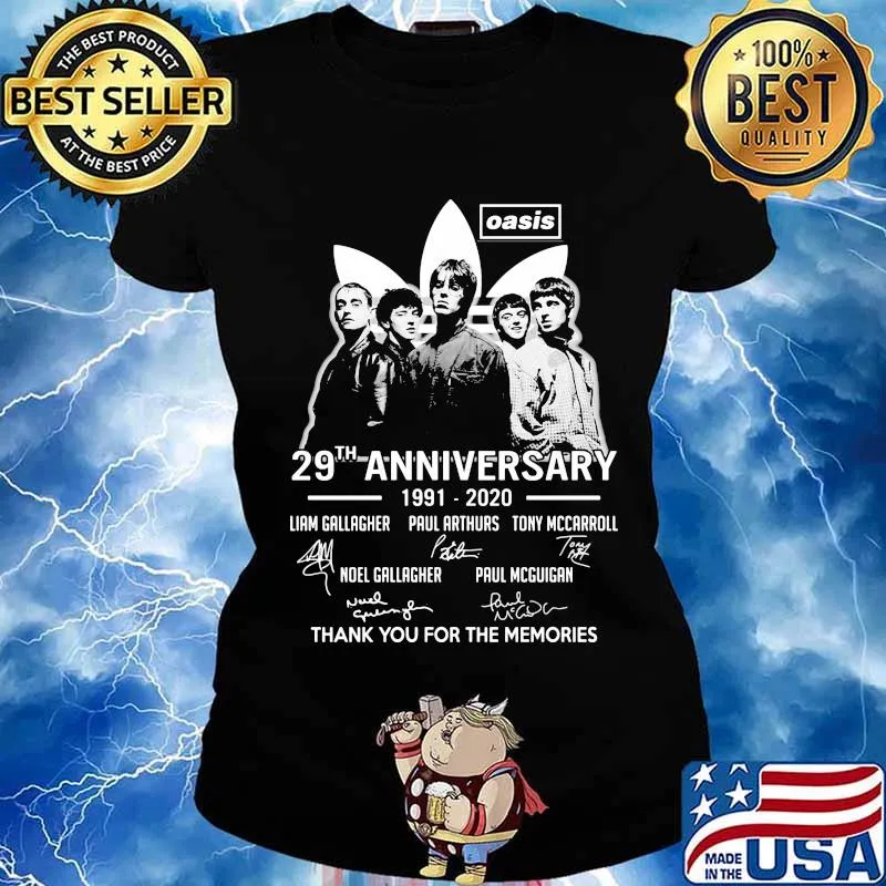 Oasis 29th anniversary 1991 2020 thank for the memories signatures s Ladies tee
