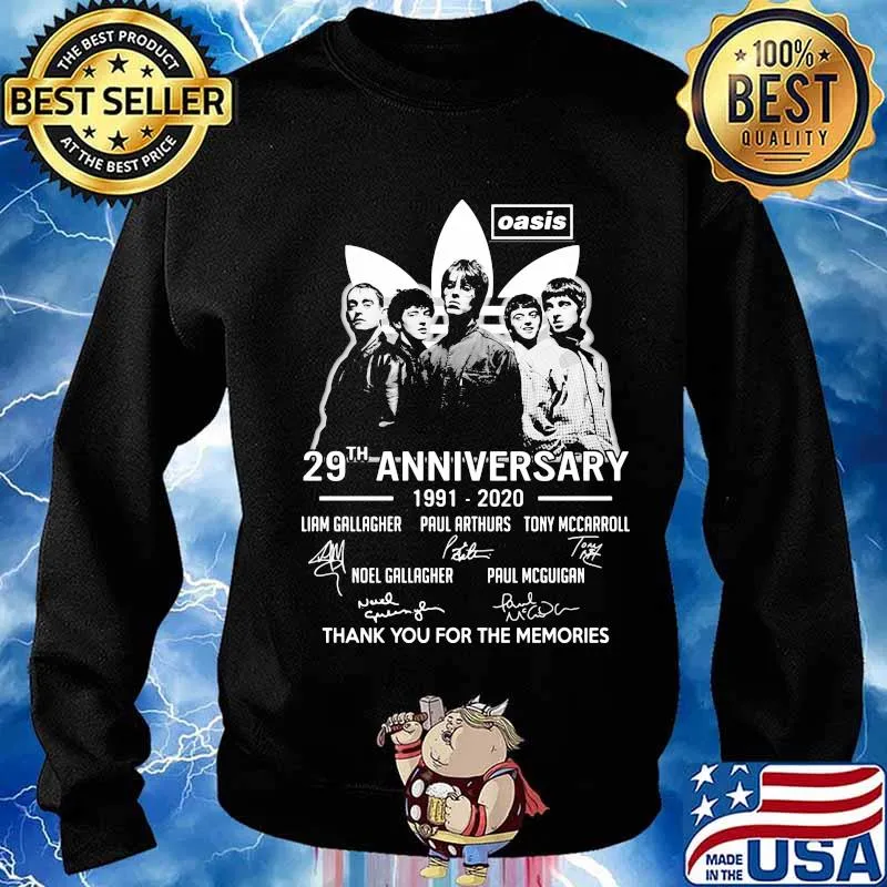 Oasis 29th anniversary 1991 2020 thank for the memories signatures s Sweater