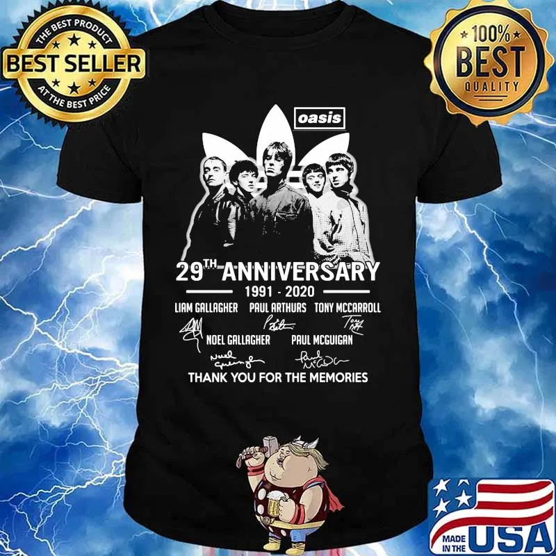 Oasis 29th anniversary 1991 2020 thank for the memories signatures shirt