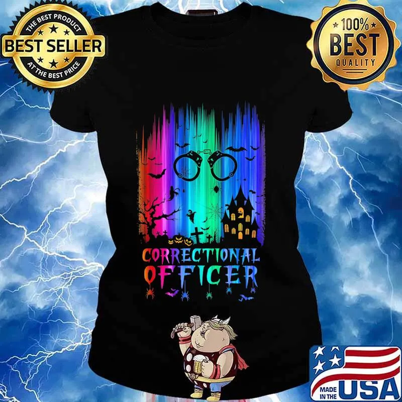 Official correctional officer colors bats pumpkin halloween s Ladies tee