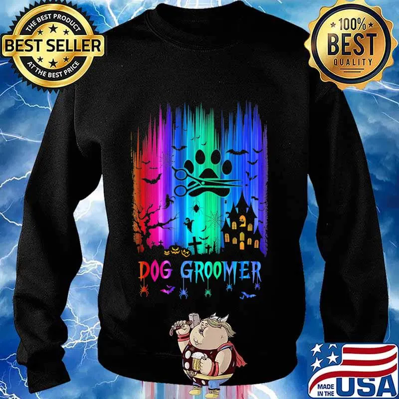 Official dog groomer colors bats pumpkin halloween s Sweater