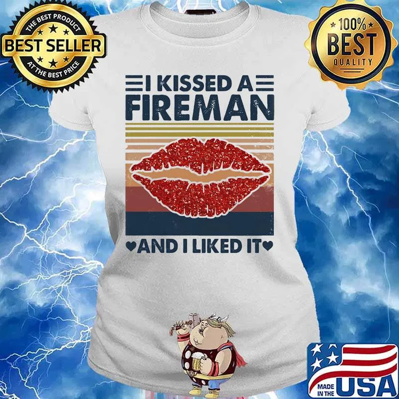 Official I kissed a fireman and i liked it vintage retro s Ladies tee