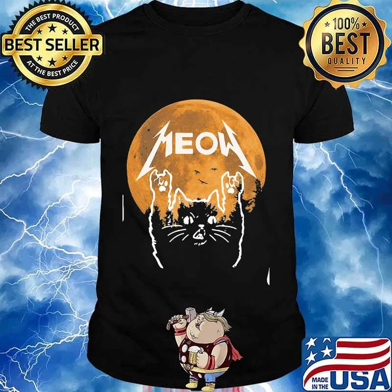 Official meow moon cat halloween shirt
