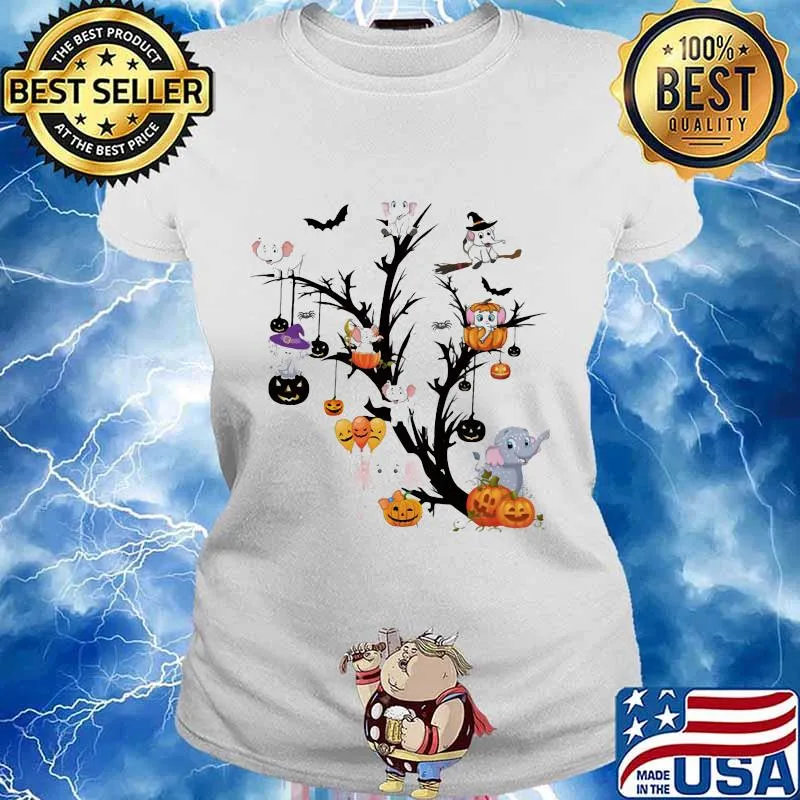 Official sticker funny pumpkin elephant halloween s Ladies tee