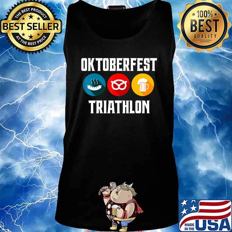 Oktoberfest Triathlon Funny Bavarian Beer Pretzels and Brat T-Shirt Tank top