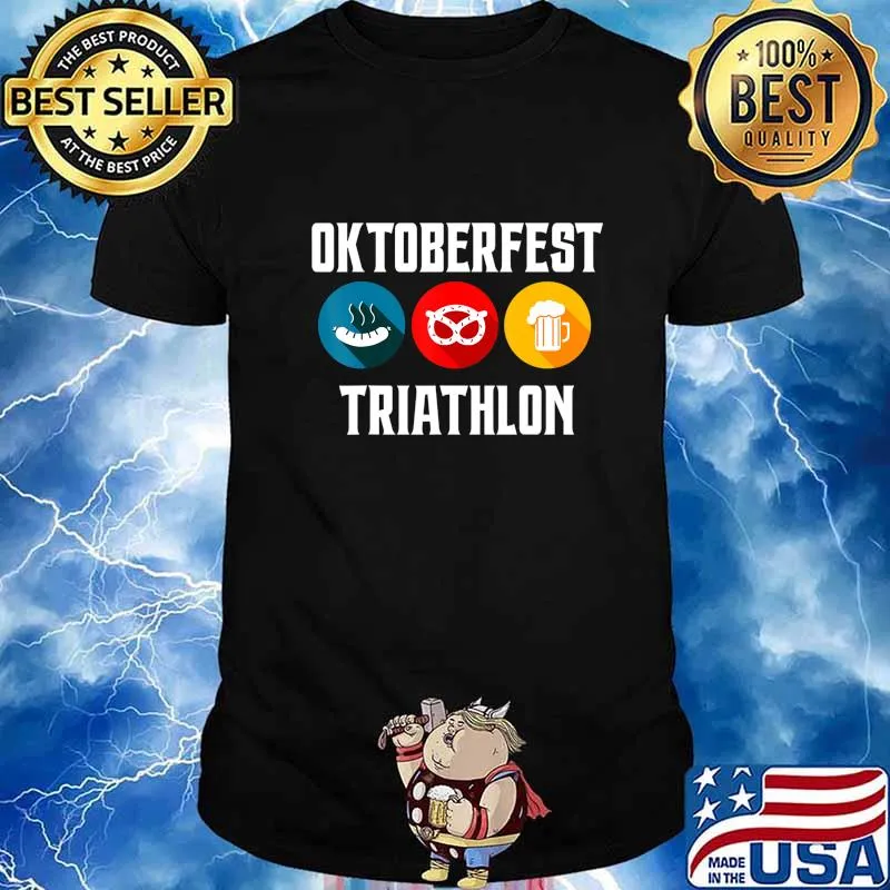 Oktoberfest Triathlon Funny Bavarian Beer Pretzels and Brat T-Shirt