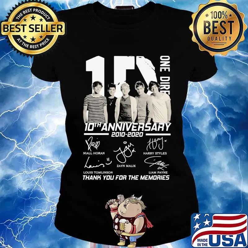 One direction 10th anniversary 2010 2020 thank for the memories signatures s Ladies tee