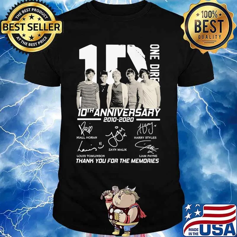 One direction 10th anniversary 2010 2020 thank for the memories signatures shirt