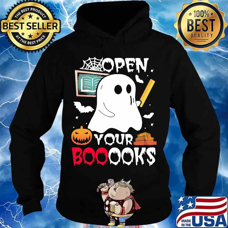 Open your booooks teacher ghost pumpkin halloween s Hoodie