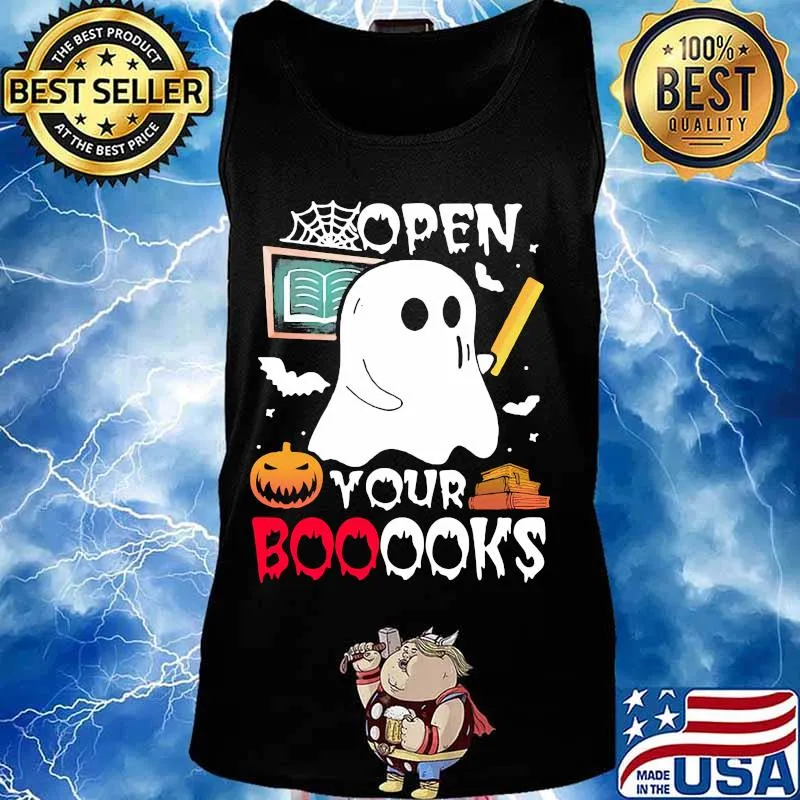 Open your booooks teacher ghost pumpkin halloween s Tank top