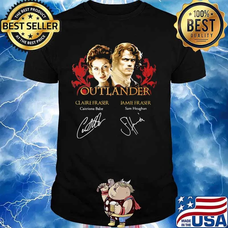 Outlander claire fraser caitriona note jamie fraser sam heughan signatures shirt