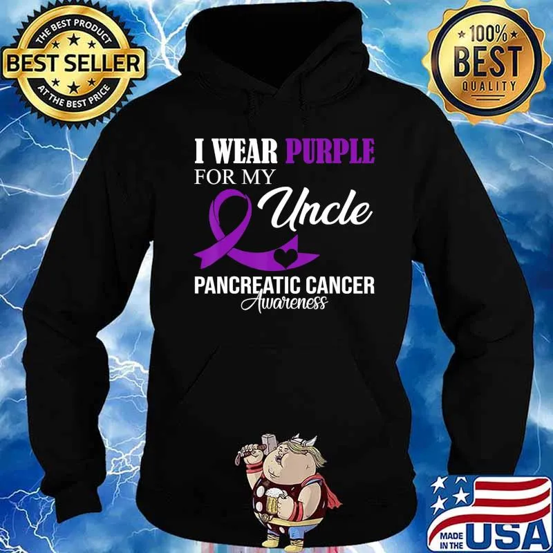 Pancreatic Cancer I Wear Purple For My Uncle Family Support T-Shirt Hoodie