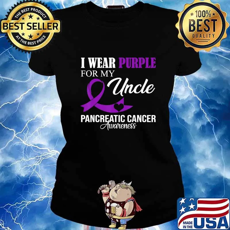 Pancreatic Cancer I Wear Purple For My Uncle Family Support T-Shirt Ladies tee