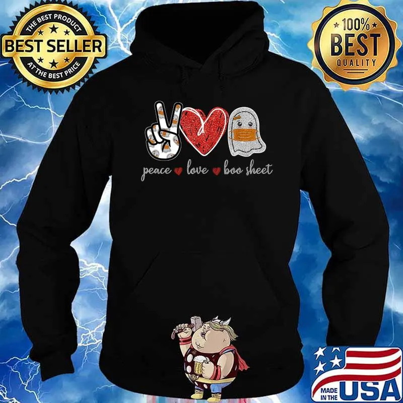 Peace Love Boo Sheet Kawaii Ghost Halloween Costume Gift T-Shirt Hoodie