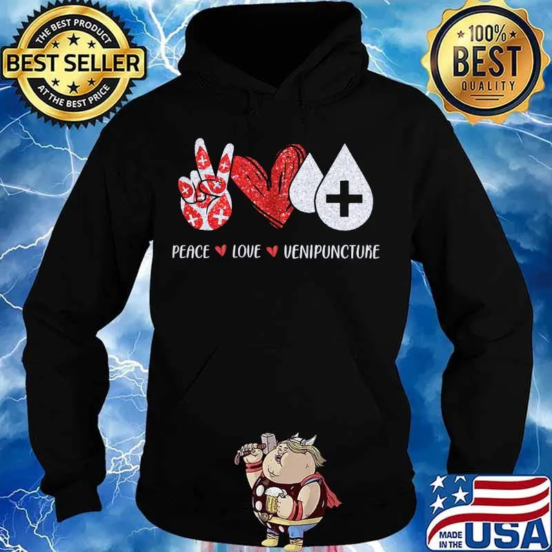 Peace love venipuncture heart red s Hoodie