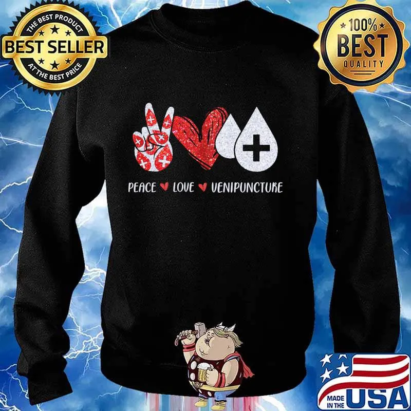 Peace love venipuncture heart red s Sweater