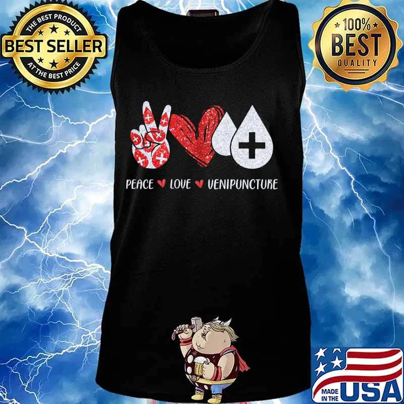 Peace love venipuncture heart red s Tank top
