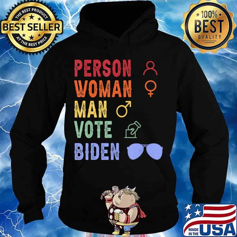 Person Woman Man Vote Biden Vintage Retro Style T-Shirt Hoodie