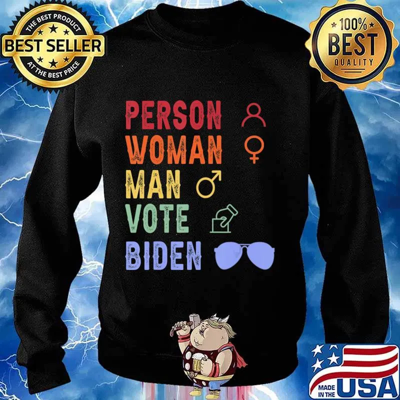 Person Woman Man Vote Biden Vintage Retro Style T-Shirt Sweater