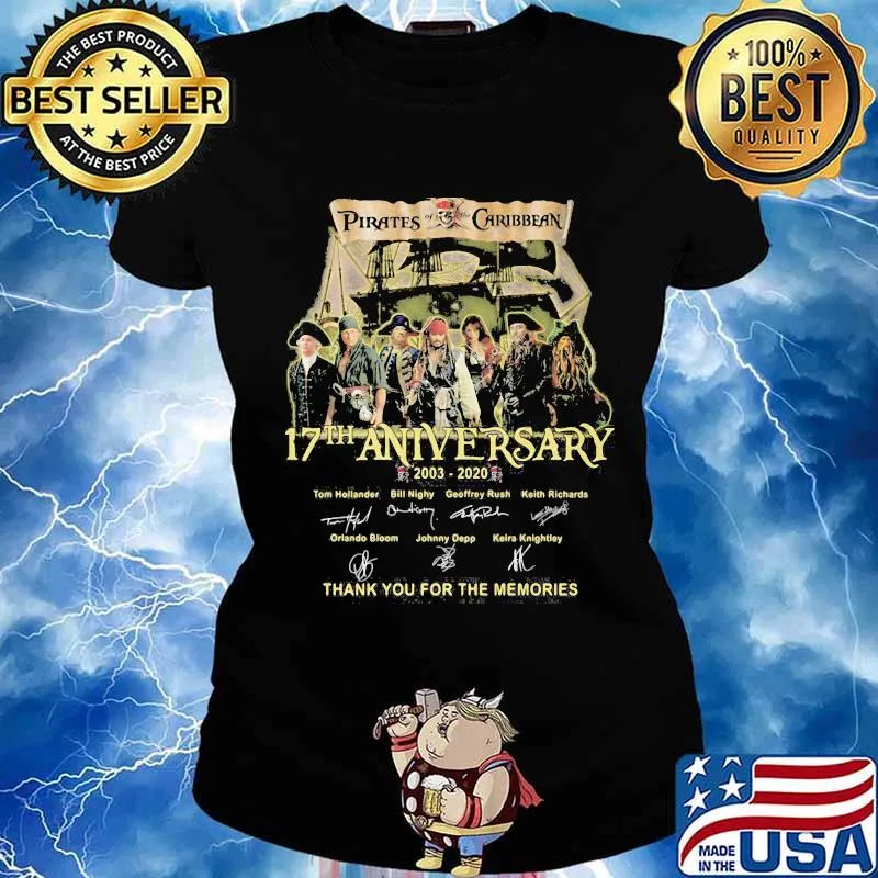 Pirates of the caribbean 17th anniversary 2003 2020 thank for the memories signatures s Ladies tee